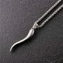 Greendou Fashion Jewelry Stainless Steel Italian Horn Charm Lucky Talisman Pendant Necklace