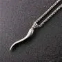 Greendou Fashion Jewelry Stainless Steel Italian Horn Charm Lucky Talisman Pendant Necklace