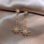 Orris Diamond Cubic Zirconia Mounted Gold Star Style Dangle Drop Earrings for Women Girls