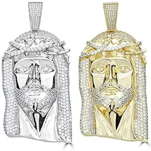 Huge 3'' Solid 925 Sterling Silver Iced Jesus Piece Pendant - Mens - Great for Any Chain! Large Hip HOP Style Huge 3'' Solid 925 Sterling Silver Iced Jesus Piece Pendant - Mens - Great for Any Chain! Large Hip HOP Style