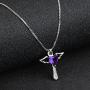 Birthstone Necklaces Cross Necklace for Women Girls Cubic Zirconia Angel Wing Birthstone Heart Charm Pendant Necklace Gifts for Valentine