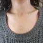 Dazzlingrock Collection 0.25 Carat (ctw) 10K Gold Round White Diamond Ladies Cross Pendant 1/4 CT (Silver Chain Included)