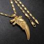 WESTMIAJW 24K Gold Plated Wolf Tooth Pendants Necklace Chain Jewelry for Men Boy 60cm,with Gift Box