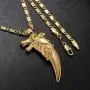 WESTMIAJW 24K Gold Plated Wolf Tooth Pendants Necklace Chain Jewelry for Men Boy 60cm,with Gift Box
