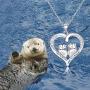 SEIRAA Otter Necklace Sea Otter Heart Pendant Necklace for Otter Lovers Otterly in Love with You Forever Birthday
