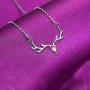 Yesmini Antler Pendant Necklaces - 925 Sterling Silver Necklace with 5A Cubic Zirconia, Minimalist Style Clavicle Chain with Reindeer Charm, Slider Adjustable Necklaces for Women and Girl