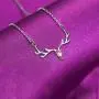 Yesmini Antler Pendant Necklaces - 925 Sterling Silver Necklace with 5A Cubic Zirconia, Minimalist Style Clavicle Chain with Reindeer Charm, Slider Adjustable Necklaces for Women and Girl