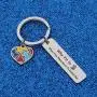 WUSUANED Autism Awareness Puzzle Piece Keychain Why Fit in When You were Born to Stand Out Gift for Autistic