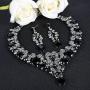 EVER FAITH Rhinestone Crystal Enamel Party Butterfly Teardrop Necklace Earrings Set