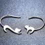 ONLYJUMP Cute Cat Dangle Stud Earrings for Women Girls Fashion 925 Sterling Silver Pull Through Animal Asymmetric Funny Earring Jewelry Birthday Gift