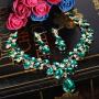 BriLove Womens Wedding Bridal Crystal Teardrop Cluster Statement Necklace Dangle Earrings Set