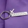 MAOFAED Religious Jewelry But Take Heart I Have Overcome The World Bible Verse Keychain Inspirational Biblical Quote Gift