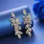 mecresh Silver/Champagne Leaf-Shape Marquise Crystal Chandelier Dangle Drop Earring for Women Wedding Party Gift
