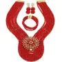 aczuv Red Nigerian Wedding African Beads Jewelry Set Crystal Necklace and Earrings for Women