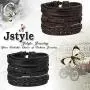 Jstyle 12Pcs Braided Leather Bracelet for Men Women Cuff Wrap Bracelet Adjustable Black and Brown (A:12Pcs) Jstyle 12Pcs Braided Leather Bracelet for Men Women Cuff Wrap Bracelet Adjustable Black and Brown (A:12Pcs)