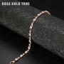 Finrezio Rose-Gold & Platinum Plated CZ Tennis Bracelets for Women Bridal Wedding Jewelry Bracelet Adjustable