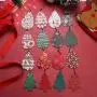 Thunaraz 16-20Pairs Christmas Faux Leather Earrings for Women Girls Teardrop Dangle Earrings Petal Drop Earrings Xmas Jewelry Accessory Lightweight Earrings With Christmas Stocking Gift Bag