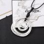 Long Pendant Necklaces Silver Pendant Natural Black Rope Chain Bohemian Necklace for Women Teens Girls with Gift Box