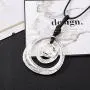 Long Pendant Necklaces Silver Pendant Natural Black Rope Chain Bohemian Necklace for Women Teens Girls with Gift Box