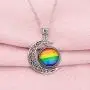 BEKECH Gay Pride Rainbow Necklace Crescent Moon Charm Rainbow Pendant Necklace Gay & Lesbian LGBT Pride Gifts Rainbow Jewelry LGBT Jewelry Lesbian Gift