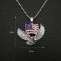 Flying Bald Eagle Pendant Necklace for Men, American Flag Necklace with 23.6” Chain, Vintage Hawk Eagle Pendant, Silver Metal Alloy Chain, Viking Animal Necklace Jewelry Gift for Men Boys