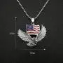 Flying Bald Eagle Pendant Necklace for Men, American Flag Necklace with 23.6” Chain, Vintage Hawk Eagle Pendant, Silver Metal Alloy Chain, Viking Animal Necklace Jewelry Gift for Men Boys