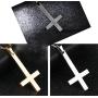 PAURO Mens Stainless Steel Inverted Cross Necklace Pendant with Chain 22 Inches, Black Gold Silver
