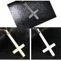 PAURO Mens Stainless Steel Inverted Cross Necklace Pendant with Chain 22 Inches, Black Gold Silver PAURO Mens Stainless Steel Inverted Cross Necklace Pendant with Chain 22 Inches, Black Gold Silver