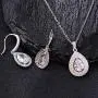 Mycitta Crystal Wedding Bridal Jewelry Set Teardrop Pendant Necklace Drop Dangle Earrings Set for Bride Bridesmaids Mother of Bride Prom Party Formal Jewelry Set for Women