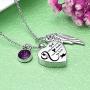 Heart Urn Necklace for Ash with Angel Wing Charm Pendant With 12 Birthstones Cremation Jewelry for Ashes -God Has You in His Arm...