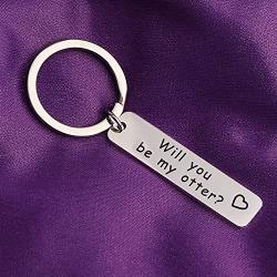 BAUNA Otter Keychain Couples Jewelry Boyfriiend Keychain Will You Be My Otter Engagement Gift Wedding Gift for Husband Wife Friendship Jewelry BFF Gifts