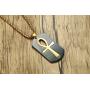 PJ Jewelry Mens Stainless Steel Ancient Egyptian Key of Life Ankh Cross Dog Tag Pendant Necklace,Removable