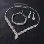 Thunaraz Crystal Bridal Jewelry Set Crystal Necklace and Earrings with Crystal Bracelet for Women Jewelry Set Gifts fit