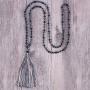 KELITCH Round Matte Ore Crystal Beaded Necklace Handmade Colorful Long Tassel Pendant Necklace