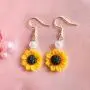 BELUCKIN Fashion Pearl Sunflower Dangle Earrings for Women Yellow Enamel Daisy Sun Flower Earring Jewelry Gift BELUCKIN Fashion Pearl Sunflower Dangle Earrings for Women Yellow Enamel Daisy Sun Flower Earring Jewelry Gift