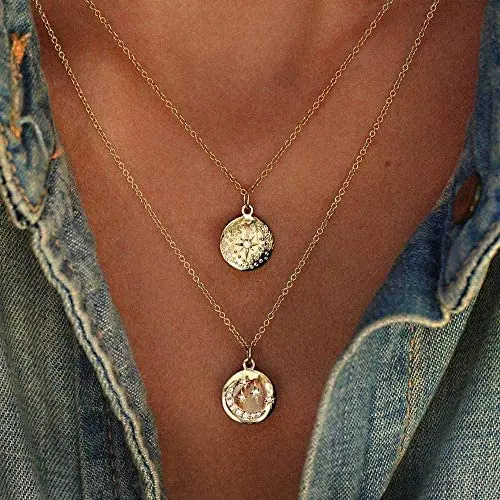 Jovono Boho Multilayered Necklace Star Moon Pendant Jewelry Necklace Chains for Women and Girls (Gold) Jovono Boho Multilayered Necklace Star Moon Pendant Jewelry Necklace Chains for Women and Girls (Gold)