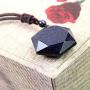 MENGLINA Women Men Blue Sandstone Hexagram Star Pendant Necklace Lucky Love Natural Energy Stone Rope Chain Couple Necklace Jewelry Adjustable