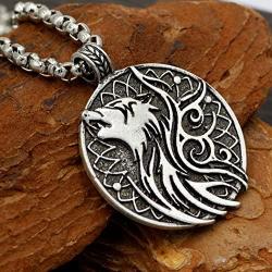 TTKP Odin Wolf and Crow Necklace Jewelry Pendant Nordic Jewelry Viking Charm Pendant