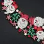 Luxury Rhinestone Statement Bib Necklace Earrings Sets Santa Claus Christmas Elements Party Costume Jewelry Gifts for Women