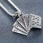 Jude Jewelers Stainless Steel Royal Flush Poker Games Pendant Necklace (Silver)