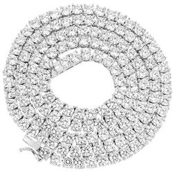 Bling Bling NY Unisex 4mm Real Solid 925 Sterling Silver Tennis Chain CZ One Row Choker Necklace 16-30'' Bracelet 6.5-9 Anti-Tarnish