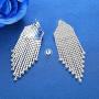 minmin Wedding Long Chandelier Rhinestone Tassel Heart Dangle Drop Earrings for Women Party Jewelry Ladies Gifts