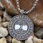 GuoShuang Norse Vikings Runes Amulet Pendant Necklace The Tree of Life Runes Pendant Necklace Nordic Talisman
