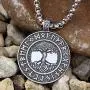 GuoShuang Norse Vikings Runes Amulet Pendant Necklace The Tree of Life Runes Pendant Necklace Nordic Talisman