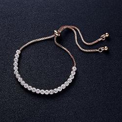 ASHMITA Fashion Adjustable Chain Bracelet for Women,Cubic Zirconia Rose Gold Gift Bracelet of Luxury Shining Jewelry