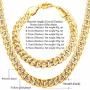 U7 Men Unisex Two-Tone Jewelry 6mm-9mm Wide Platinum & 18K Gold Plated Cuban Chain Necklace (18'',20'',22'',24'',26'',28'',30'')