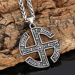 GuoShuang Kolovrat Knot Amulet Slavs Stainless Steel Pendant Necklace