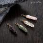 JADENOVA Full Wire Wrapped Energy Healing Crystal Gemstone Pendant Necklace 18'' Stainless Steel Chain
