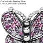 Pandora Jewelry Pink Pave Butterfly Crystal and Cubic Zirconia Charm in Sterling Silver