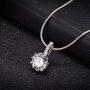 Women Fashion Necklace Earrings Round-Cut Cubic Zirconia Pendant Necklace Dangle Earrings Jewelry Set (White)
